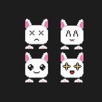 bunnye head collection set in pixel art style vector