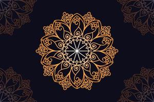 mandala vector design with black background. Seamless mandala pattern with black background. Golden mandala with black background