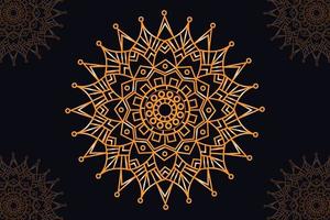 mandala vector design with black background. Seamless mandala pattern with black background. Golden mandala with black background