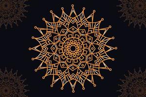 mandala vector design with black background. Seamless mandala pattern with black background. Golden mandala with black background