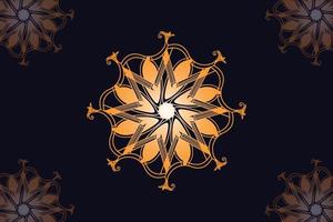 mandala vector design with black background. Seamless mandala pattern with black background. Golden mandala with black background