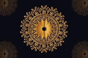 mandala vector design with black background. Seamless mandala pattern with black background. Golden mandala with black background