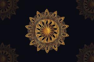 mandala vector design with black background. Seamless mandala pattern with black background. Golden mandala with black background