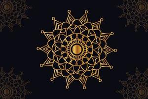 mandala vector design with black background. Seamless mandala pattern with black background. Golden mandala with black background