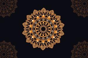 mandala vector design with black background. Seamless mandala pattern with black background. Golden mandala with black background