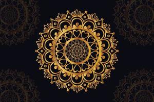 mandala vector design with black background. Seamless mandala pattern with black background. Golden mandala with black background