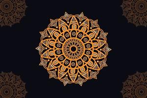mandala vector design with black background. Seamless mandala pattern with black background. Golden mandala with black background