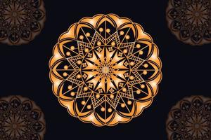 mandala vector design with black background. Seamless mandala pattern with black background. Golden mandala with black background