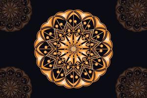 mandala vector design with black background. Seamless mandala pattern with black background. Golden mandala with black background