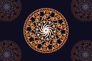 mandala vector design with black background. Seamless mandala pattern with black background. Golden mandala with black background