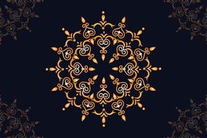 mandala vector design with black background. Seamless mandala pattern with black background. Golden mandala with black background