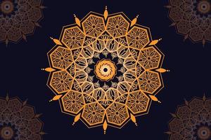 mandala vector design with black background. Seamless mandala pattern with black background. Golden mandala with black background