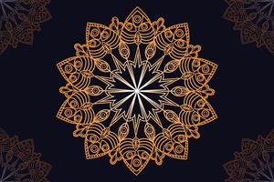 mandala vector design with black background. Seamless mandala pattern with black background. Golden mandala with black background