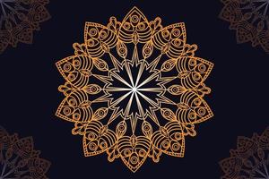 mandala vector design with black background. Seamless mandala pattern with black background. Golden mandala with black background