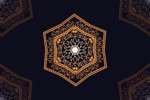 mandala vector design with black background. Seamless mandala pattern with black background. Golden mandala with black background