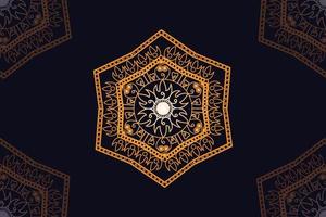 mandala vector design with black background. Seamless mandala pattern with black background. Golden mandala with black background