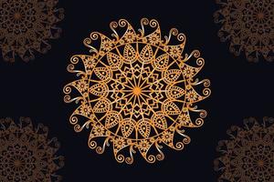 mandala vector design with black background. Seamless mandala pattern with black background. Golden mandala with black background