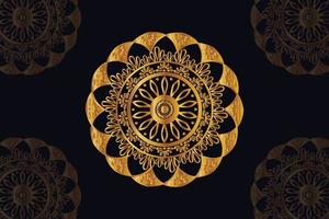 mandala vector design with black background. Seamless mandala pattern with black background. Golden mandala with black background