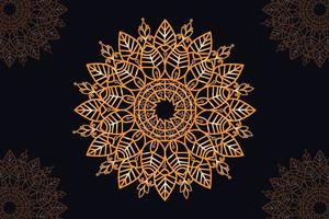 mandala vector design with black background. Seamless mandala pattern with black background. Golden mandala with black background