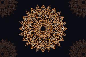 mandala vector design with black background. Seamless mandala pattern with black background. Golden mandala with black background