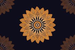 mandala vector design with black background. Seamless mandala pattern with black background. Golden mandala with black background