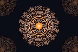 mandala vector design with black background. Seamless mandala pattern with black background. Golden mandala with black background