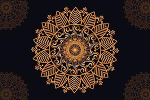 mandala vector design with black background. Seamless mandala pattern with black background. Golden mandala with black background