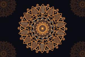 mandala vector design with black background. Seamless mandala pattern with black background. Golden mandala with black background