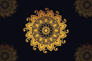 mandala vector design with black background. Seamless mandala pattern with black background. Golden mandala with black background