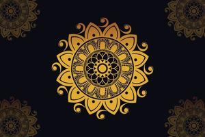 mandala vector design with black background. Seamless mandala pattern with black background. Golden mandala with black background