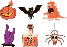 Halloween icons set. Cartoon illustration of Halloween icons set for web design vector