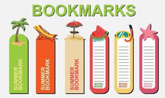 Vector set of bookmarks for children with summer theme