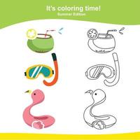 Colorful activity for children. Printable coloring worksheet. Vector file