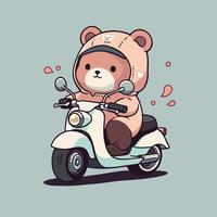 Bear on a motorcycle cartoon character vector