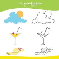 Coloring activity for kid. Summer activity. Coloring page. Vector file.