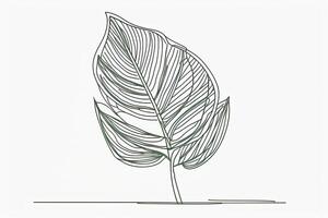 A continuous line of a simple illustration of a plant leaf. . Abstract template of modern botanical design for minimalistic covers, prints on T-shirts, postcards, banners. photo