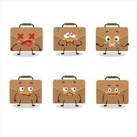 Brown suitcase cartoon character with nope expression vector