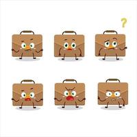 Cartoon character of brown suitcase with what expression vector