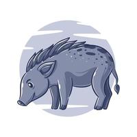 Vector hand drawn hog cartoon character