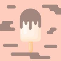 Vanilla beige ice cream with vanilla flavor with chocolate and geometric background vector