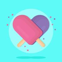 fruit ice, ice-cream pink, violet colors with  sprinkles on blue background vector