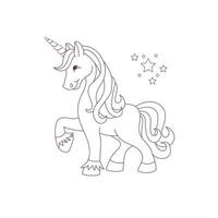 Line art unicorn kids illustration for  Children coloring book page vector