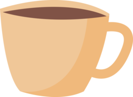 un taza de café, marrón color en plano diseño. png