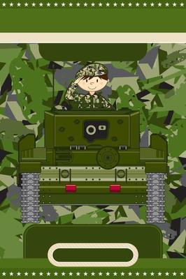 Cute Cartoon Saluting Army Soldier in Armoured Tank Military History Illustration