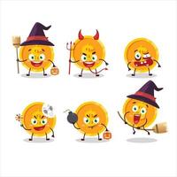 Halloween expression emoticons with cartoon character of coin vector