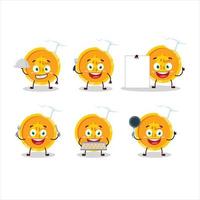 Cartoon character of coin with various chef emoticons vector