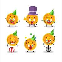 Cartoon character of coin with various circus shows vector