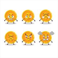 Coin cartoon character with various angry expressions vector