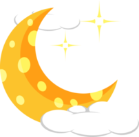 Halloween element illustration with moon and cloud. png
