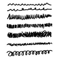 doodle set of hand drawn scribbles, line borders, sketch strokes, and design elements isolated on white vector